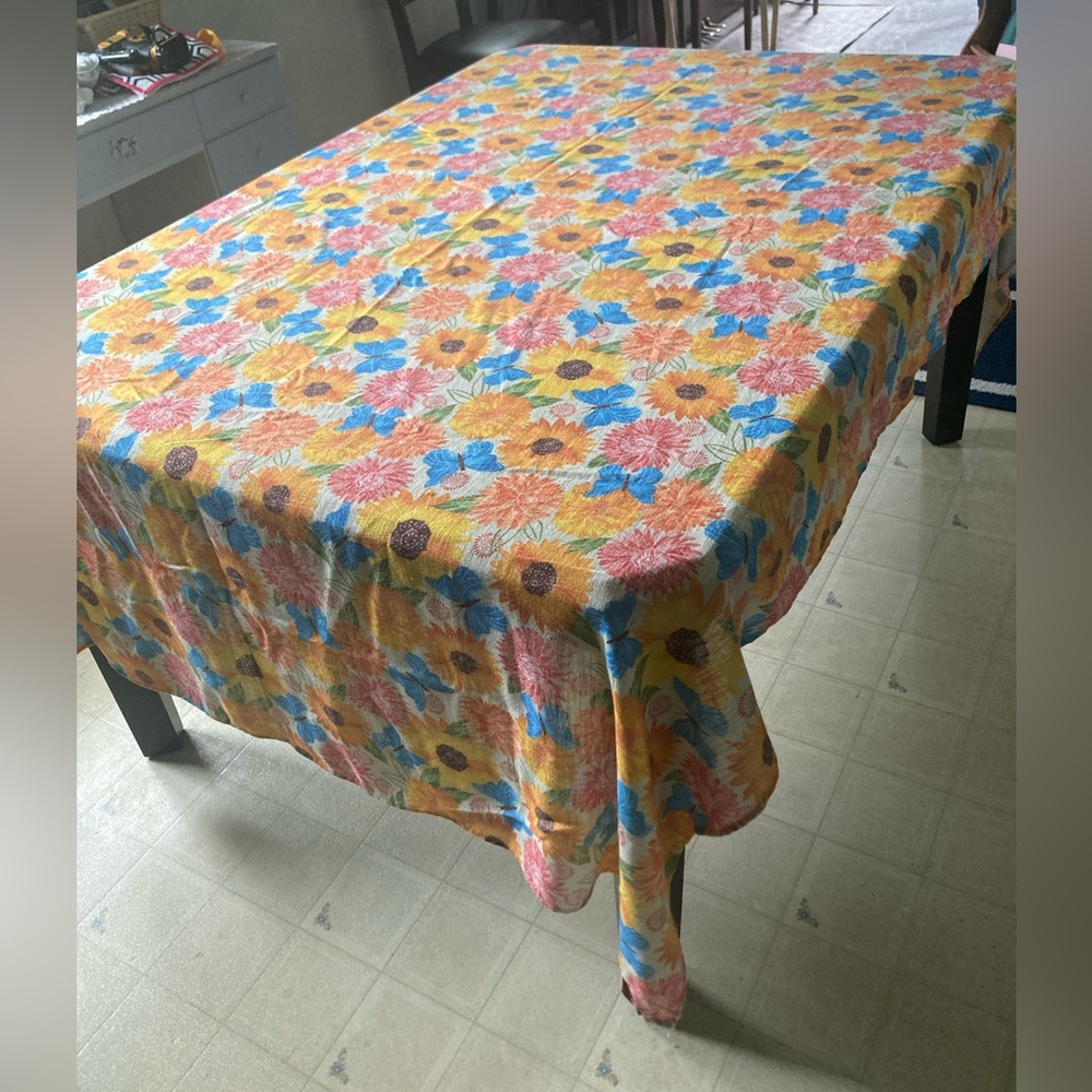 Sunflower and butterfly tablecloth